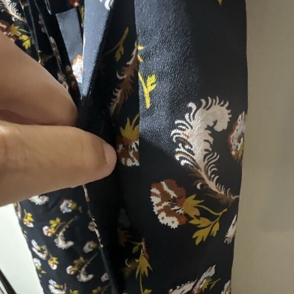 BANANA REPUBLIC Small Navy Long Sleeve Pleated Mandarin Dress Waist Pockets - Picture 4 of 16